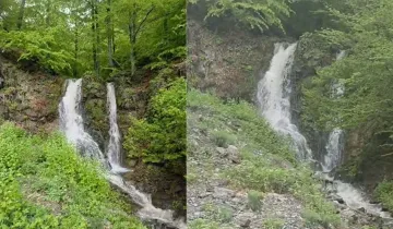 Hanönü’de doğa canlandı: Çiftgüzeller Şelalesi coştu
