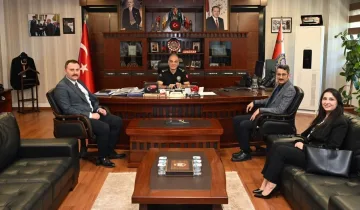 Taşköprü’den ayrılan adliye mensuplarından Emniyet Müdürü Tamer Taş’a ziyaret