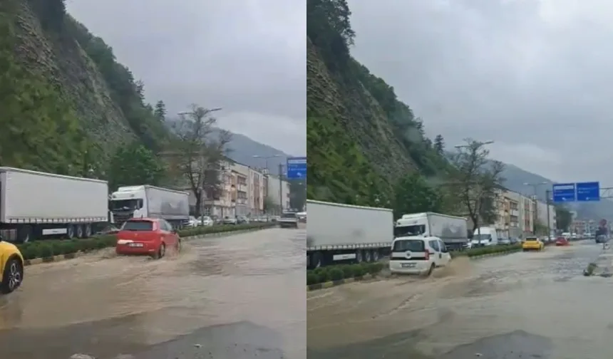 Kastamonu’da cadde yine sular altında: Sürücüler zor anlar yaşadı